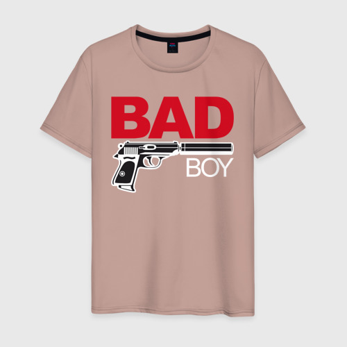 Мужская футболка хлопок с принтом Bad boy (плохой парень), вид спереди #2
