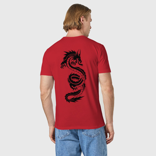 Мужская футболка хлопок с принтом Дракон во всю спину, вид сзади #2