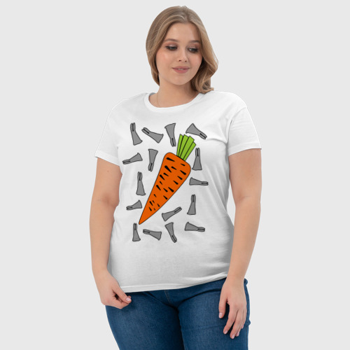 Женская футболка хлопок с принтом Морковка и кролик парная, фото #4