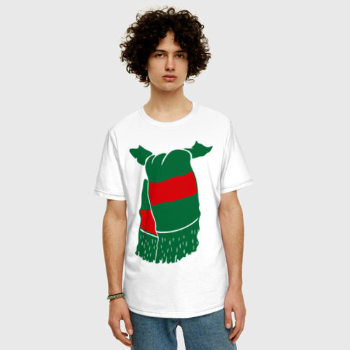 Мужская футболка хлопок Oversize с принтом Локомотив шарф, фото на моделе #1
