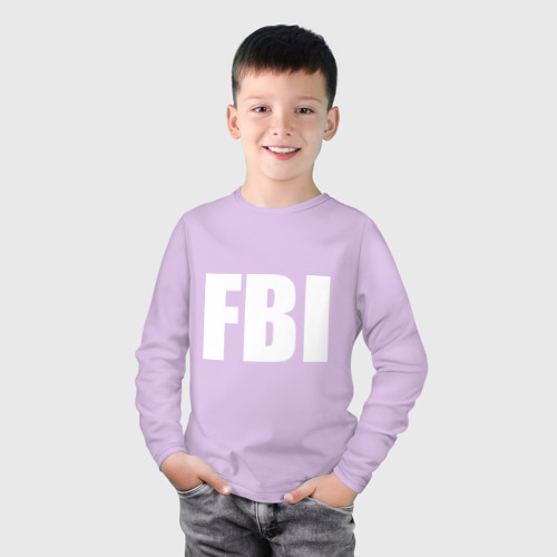 Детский лонгслив хлопок с принтом FBI, фото на моделе #1