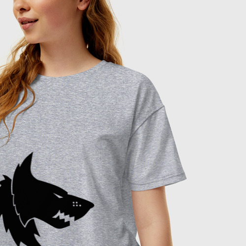 Женская футболка хлопок Oversize с принтом Космические Волки (Space Wolves), фото на моделе #1