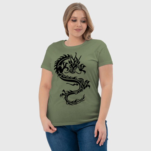 Женская футболка хлопок с принтом Дракон орнамент, фото #4