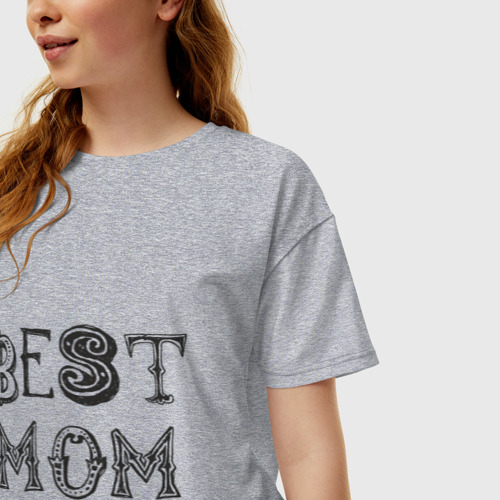 Женская футболка хлопок Oversize с принтом Лучшая мама, фото на моделе #1