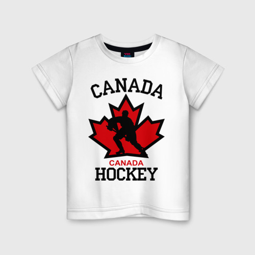 Детская футболка хлопок с принтом Канада хоккей Canada Hockey, вид спереди #2