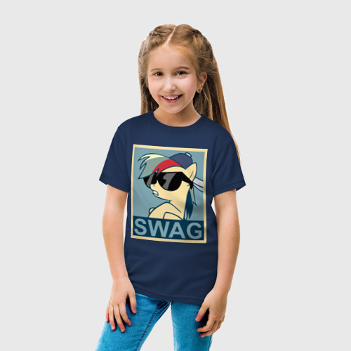 Детская футболка хлопок с принтом Rainbow Dash swag, вид сбоку #3