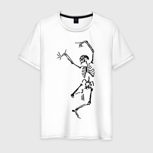 Мужская футболка хлопок с принтом Танцующий скелет, вид спереди #2