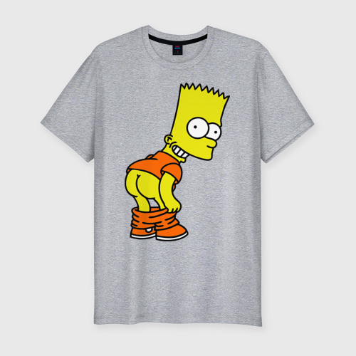 Мужская футболка хлопок Slim с принтом Барт Симпсон Simpson, вид спереди #2