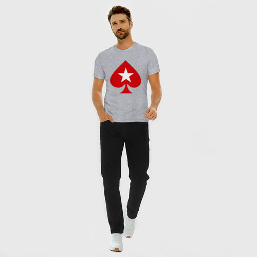 Мужская футболка хлопок Slim с принтом Покер Пики Poker Stars, вид сбоку #3