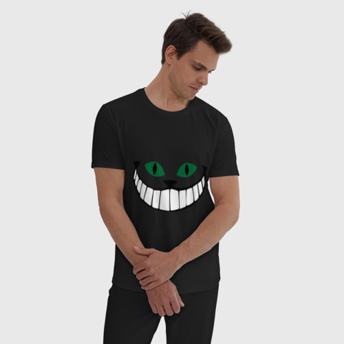 Мужская пижама хлопок с принтом Чеширский кот, фото на моделе #1