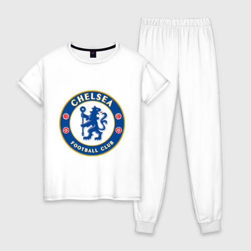 Женская пижама хлопок с принтом Chelsea logo, вид спереди #2