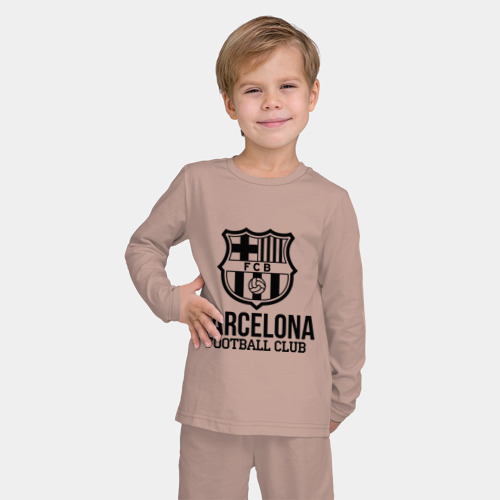 Детская пижама с лонгсливом хлопок с принтом Barcelona FC, фото на моделе #1