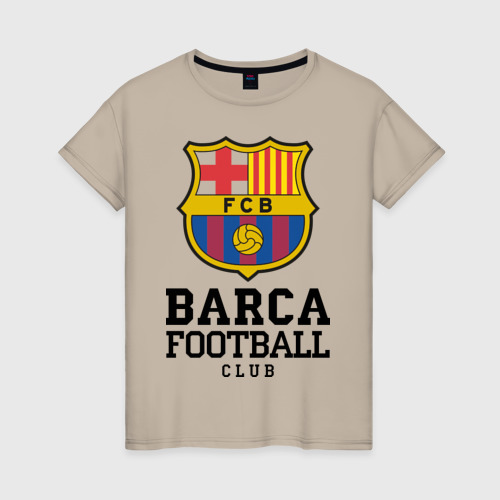 Женская футболка хлопок с принтом Barcelona FC, вид спереди #2