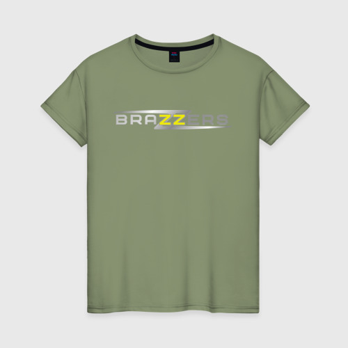 Женская футболка хлопок с принтом Brazzers, вид спереди #2