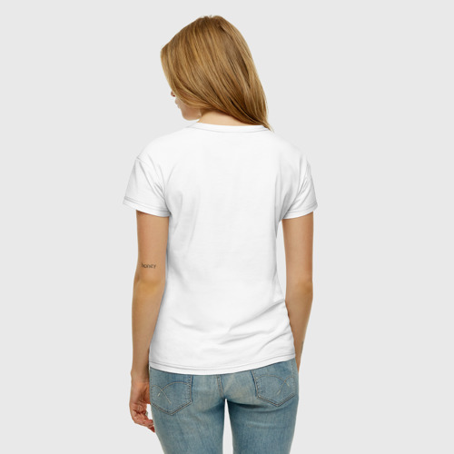 Женская футболка с принтом Его киса, вид сзади #2