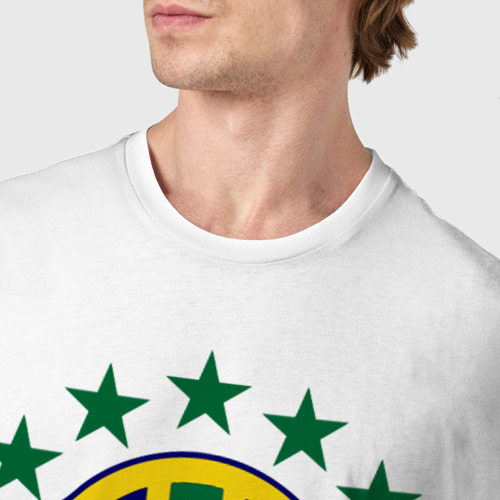 Мужская футболка хлопок с принтом Сборная Бразилии по футболу, фото #4