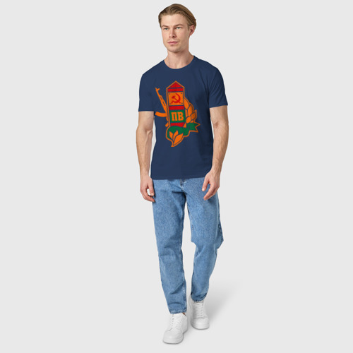 Мужская футболка хлопок с принтом Пограничный столб, вид сбоку #3