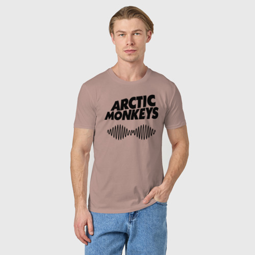 Мужская футболка хлопок с принтом Arctic monkeys wave, фото на моделе #1