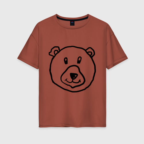 Женская футболка хлопок Oversize с принтом Медведь, вид спереди #2