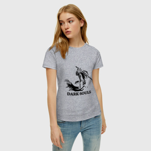 Женская футболка хлопок с принтом Dark Souls, фото на моделе #1