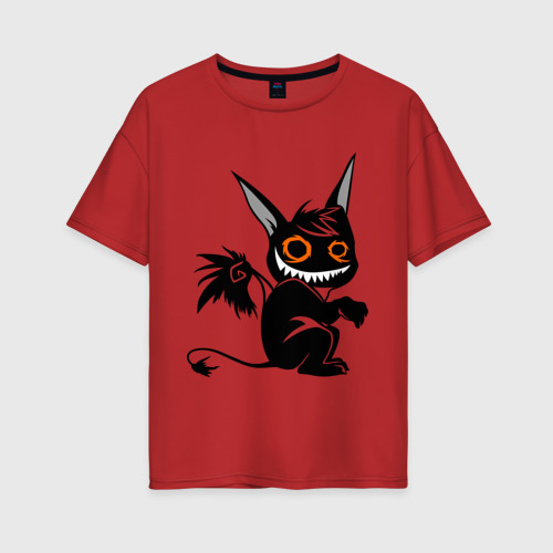 Женская футболка хлопок Oversize с принтом Маленький демон, вид спереди #2