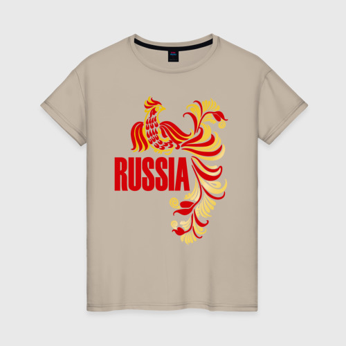 Женская футболка хлопок с принтом Россия, вид спереди #2