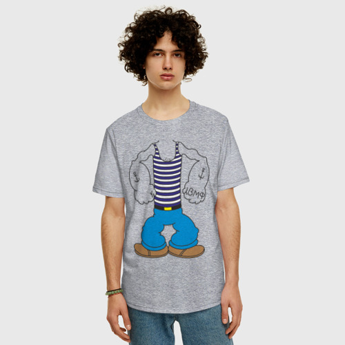 Мужская футболка хлопок Oversize с принтом Костюм морячка, фото на моделе #1