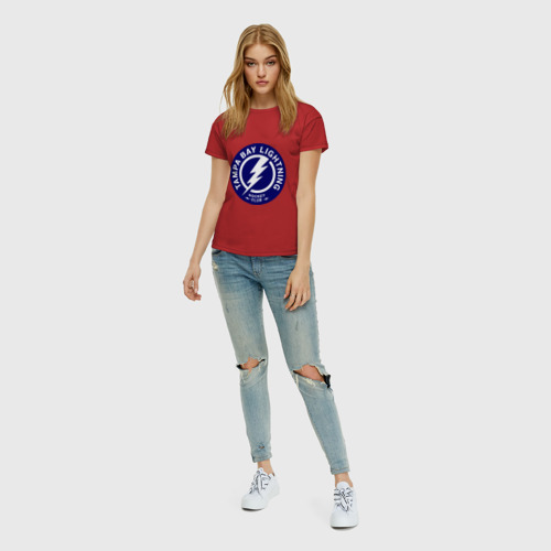 Женская футболка хлопок с принтом HC Tampa Bay Lightning, вид сбоку #3