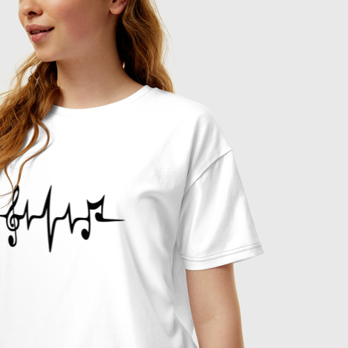 Женская футболка хлопок Oversize с принтом Heartbeatmusic, фото на моделе #1