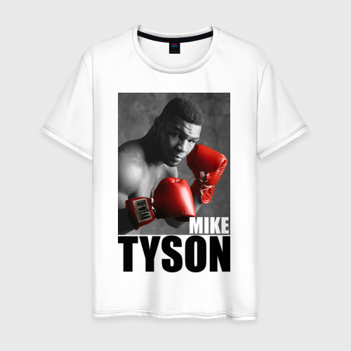 Мужская футболка хлопок с принтом Mike Tyson, вид спереди #2