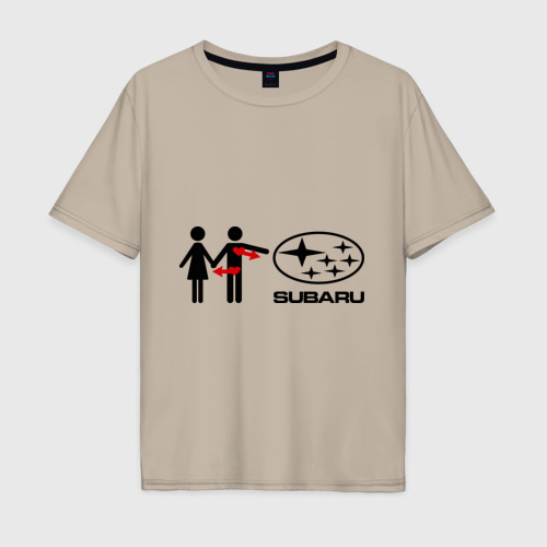 Мужская футболка хлопок Oversize с принтом I love subaru, вид спереди #2