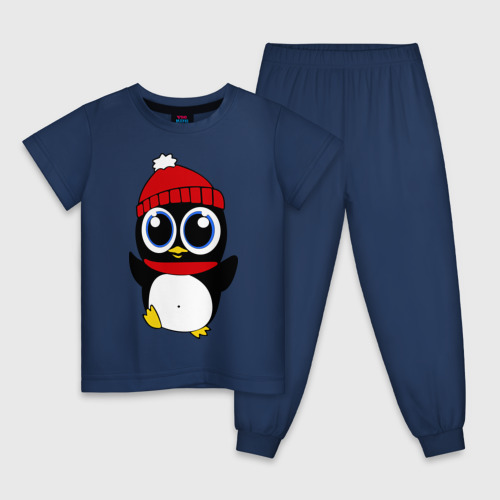 Детская пижама хлопок с принтом Пингвин, вид спереди #2