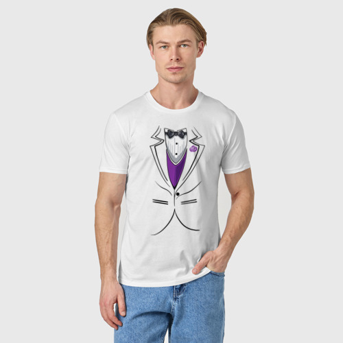 Мужская футболка хлопок с принтом Костюм жениха, фото на моделе #1