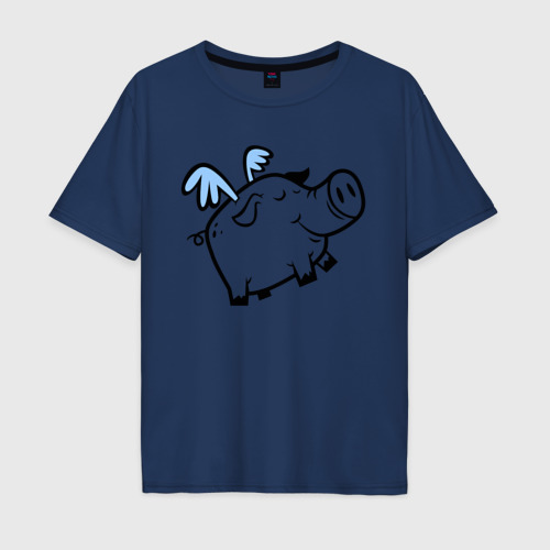 Мужская футболка хлопок Oversize с принтом Крылатый поросёнок, вид спереди #2