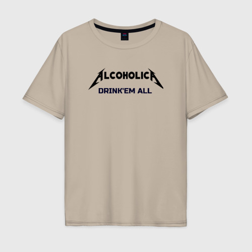 Мужская футболка хлопок Oversize с принтом AlcoholicA, вид спереди #2