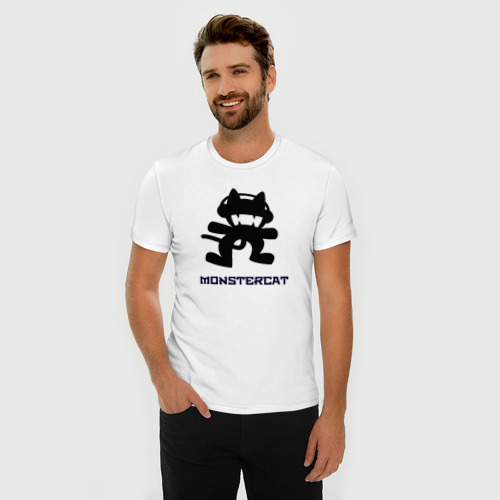 Мужская футболка премиум с принтом Monstercat, фото на моделе #1
