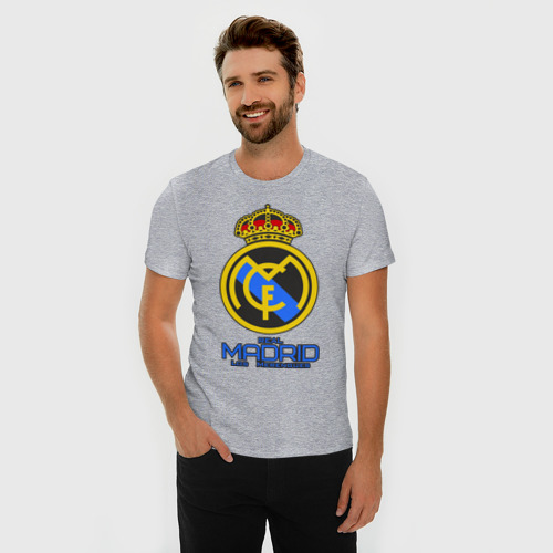 Мужская футболка премиум с принтом Реал Мадрид, фото на моделе #1