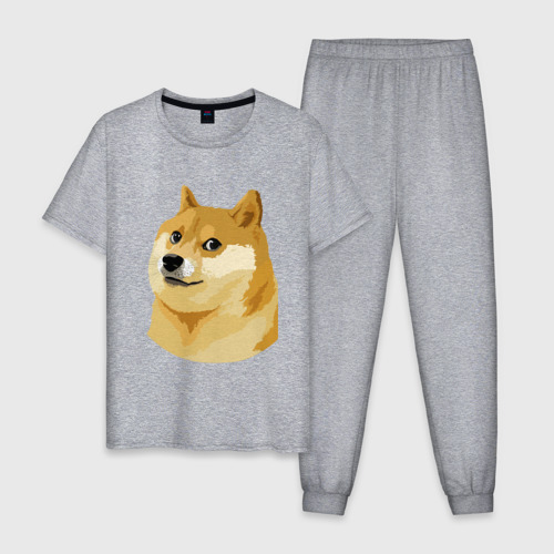 Мужская пижама хлопок с принтом Doge, вид спереди #2
