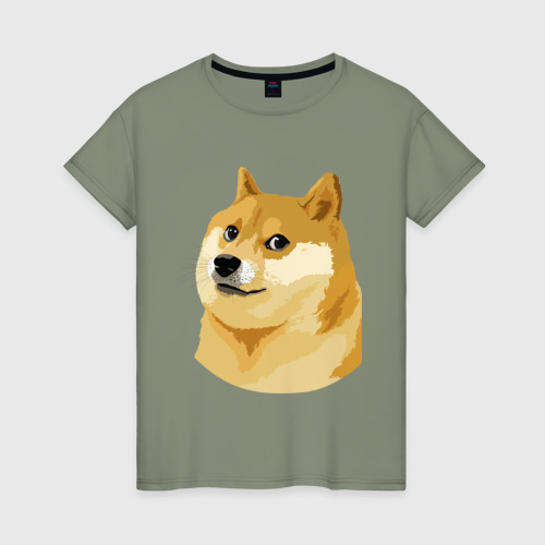 Женская футболка хлопок с принтом Doge, вид спереди #2