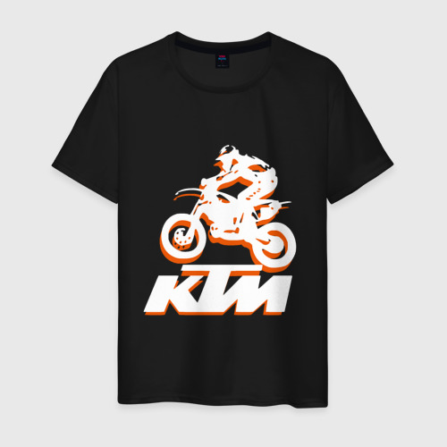 Мужская футболка хлопок с принтом KTM белый, вид спереди #2