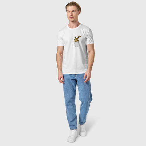 Мужская футболка хлопок с принтом Springtrap в кармане FNAF, вид сбоку #3