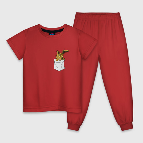 Детская пижама хлопок с принтом Springtrap в кармане FNAF, вид спереди #2