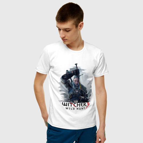 Мужская футболка с принтом The Witcher 3, фото на моделе #1