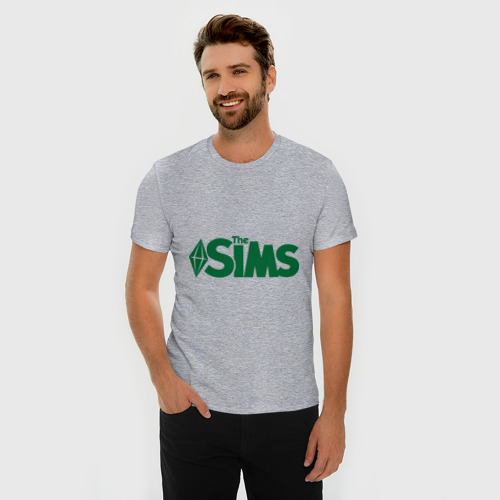 Мужская футболка хлопок Slim с принтом Sims, фото на моделе #1