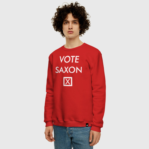 Мужской свитшот хлопок с принтом Vote Saxon, фото на моделе #1