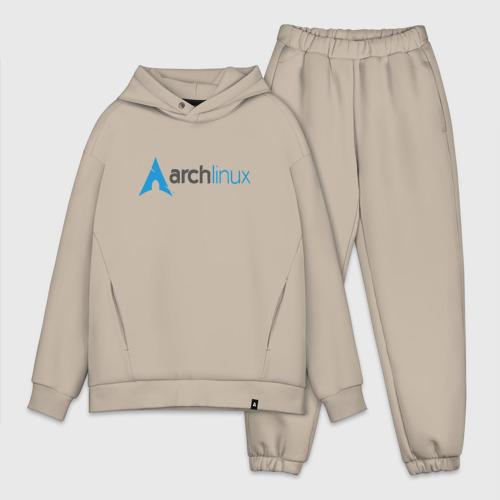 Мужской костюм oversize хлопок с принтом Arch Linux, вид спереди #2