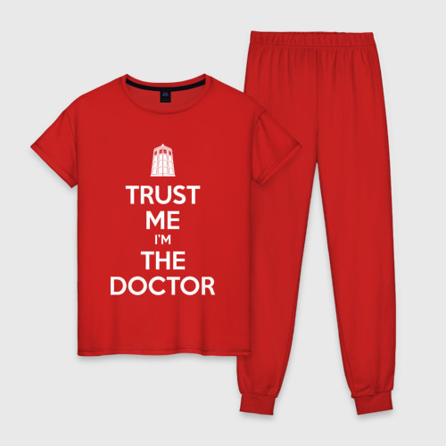 Женская пижама хлопок с принтом Trust me I'm the doctor, вид спереди #2