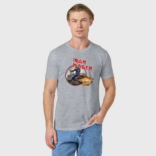 Мужская футболка хлопок с принтом Iron Maiden bike, фото на моделе #1
