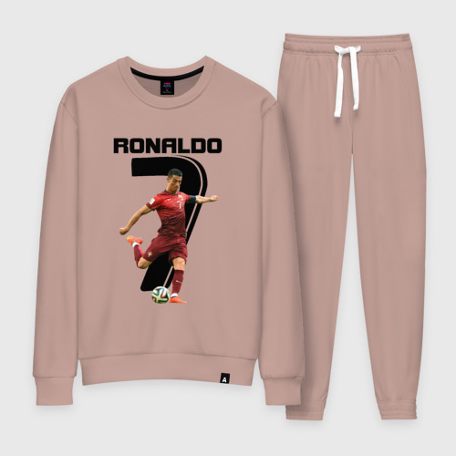 Женский костюм хлопок с принтом Ronaldo, вид спереди #2