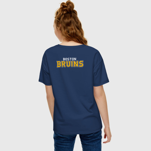 Женская футболка хлопок Oversize с принтом Boston Bruins, вид сзади #2